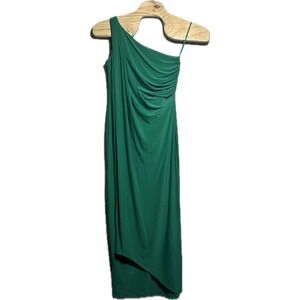 Lauren Ralph Lauren‎ Kelly Green Off Shoulder Ruched Evening Gown Women 12 Long
